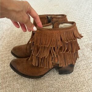 Freebird by Steven Fringe Belle Brown Booties Size 7